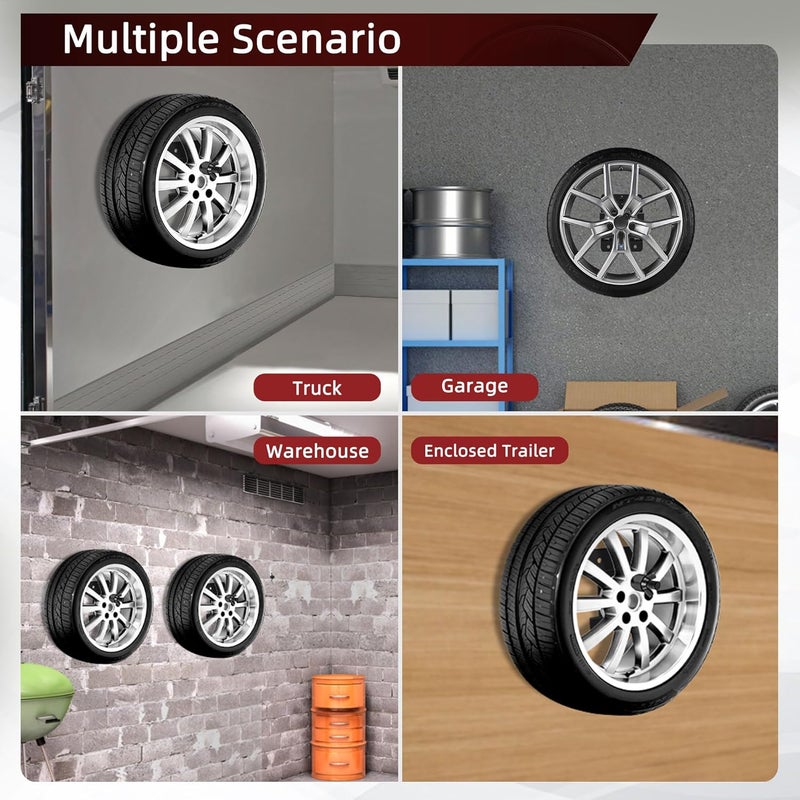 MY RUSTIC Trailer Spare Tire Mount,Upgraded Spare Wheel Carrier, Spare Tire Mounting Bracket Rack,Wall Mount for Enclosed Trailers,Cargo Race Box Trailers,Trucks, Vans, Garages, Warehouses and Semis - Image 4